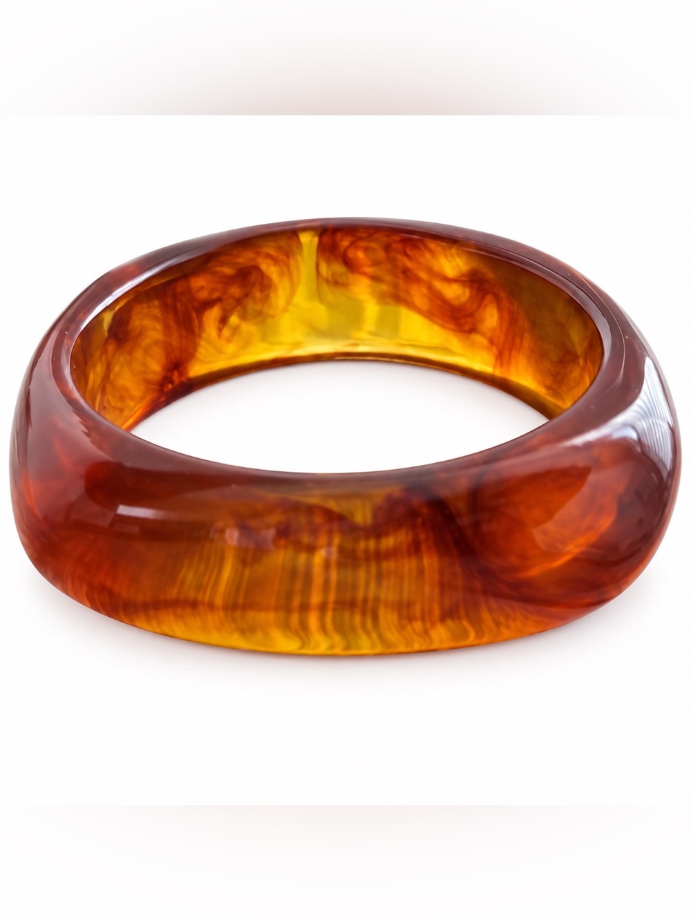 Amber Swirl Resin Bangle Bracelet - Women Jewelry